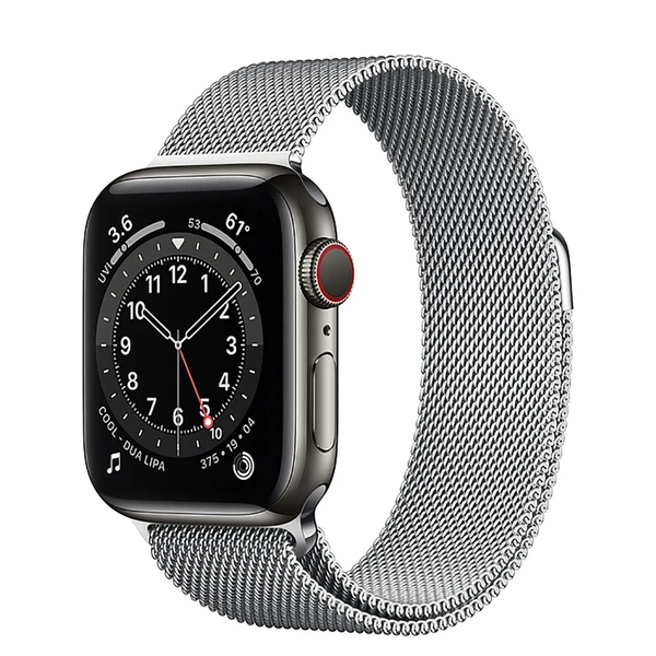 Смарт-годинник Apple Watch Series 6 GPS + Cellular, 40mm Graphite Stainless Steel Case with Silver Milanese Loop (M0DF3 | M0DW3)