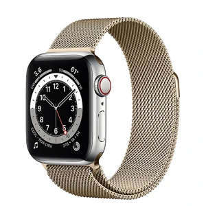 Смарт-годинник Apple Watch Series 6 GPS + Cellular, 40mm Silver Stainless Steel Case with Gold Milanese Loop (M0DC3 | M0DV3) M0DC3 | M0DV3 - Фото 1
