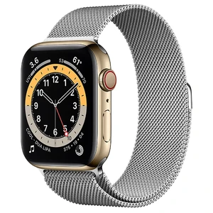 Смарт-часы Apple Watch Series 6 GPS + Cellular, 44mm Gold Stainless Steel Case with Silver Milanese Loop (MOGD3 | MOGV3) M07P3 || MOGV3 - Фото 1