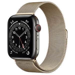 Смарт-часы Apple Watch Series 6 GPS + Cellular, 44mm Graphite Stainless Steel Case with Gold Milanese Loop (M0GG3 | M0GX3) M0GG3/M0GX3 - Фото 1
