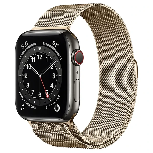 Смарт-годинник Apple Watch Series 6 GPS + Cellular, 44mm Graphite Stainless Steel Case with Gold Milanese Loop (M0GG3 | M0GX3)