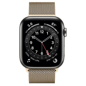 Смарт-часы Apple Watch Series 6 GPS + Cellular, 44mm Graphite Stainless Steel Case with Gold Milanese Loop (M0GG3 | M0GX3) - Фото 2