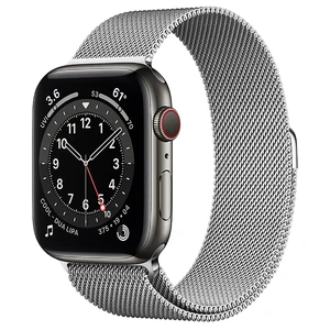 Смарт-годинник Apple Watch Series 6 GPS + Cellular, 44mm Graphite Stainless Steel Case with Silver Milanese Loop (M07R3 | M09J3) M0GG3/M0GX3 - Фото 1
