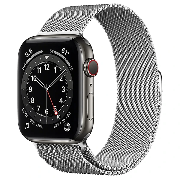 Смарт-годинник Apple Watch Series 6 GPS + Cellular, 44mm Graphite Stainless Steel Case with Silver Milanese Loop (M07R3 | M09J3)