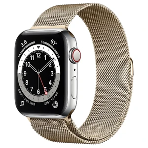 Смарт-часы Apple Watch Series 6 GPS + Cellular, 44mm Silver Stainless Steel Case with Gold Milanese Loop (M0GF3 | M0GW3) M0GF3 | M0GW3 - Фото 1
