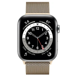 Смарт-часы Apple Watch Series 6 GPS + Cellular, 44mm Silver Stainless Steel Case with Gold Milanese Loop (M0GF3 | M0GW3) - Фото 2
