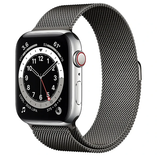 Смарт-часы Apple Watch Series 6 GPS + Cellular, 44mm Silver Stainless Steel Case with Graphite Milanese Loop (M0GF3 | M0GW3)