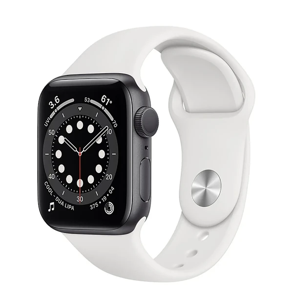 Смарт-часы Apple Watch Series 6 GPS, 40mm Space Gray Aluminum Case with White Sport Band (MG1A3)