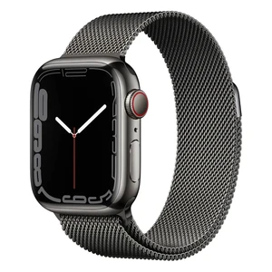 Смарт-часы Apple Watch Series 7 GPS + Cellural, 45mm Graphite Stainless Steel Case with Graphite Milanese Loop (MKJJ3) MKJJ3 - Фото 1