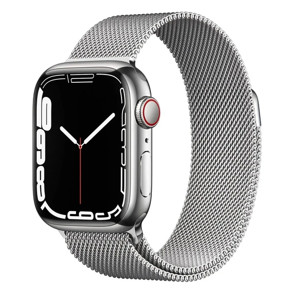 Смарт-годинник Apple Watch Series 7 GPS + Cellural, 45mm Silver Stainless Steel Case with Silver Milanese Loop (MKJE3)