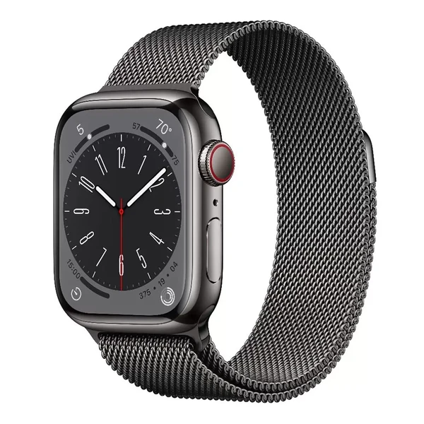 Смарт-годинник Apple Watch Series 8 GPS+Cellural, 41mm Graphite Stainless Steel Case with Graphite Milanese Loop (MNJ83)