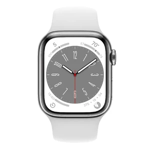 Смарт-часы Apple Watch Series 8 GPS+Cellural, 41mm Silver Stainless Steel Case with White Sport Band (MNJ53) - Фото 2