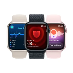 Смарт-часы Apple Watch Series 9 GPS, 45mm Silver Aluminum Case with Storm Blue Sport Band - M/L (MR9E3) - Фото 4