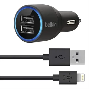 Автозарядка Belkin Dual з кабелем Lightning to USB 20 Watt | 2.1 A (F8J071bt04BLK)