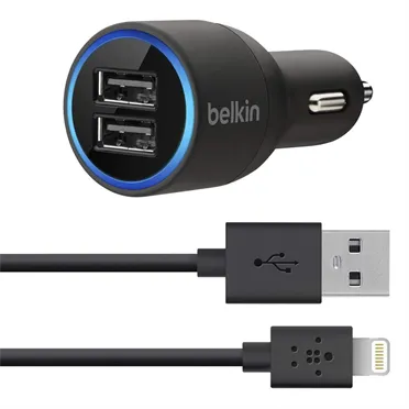 Автозарядка Belkin Dual з кабелем Lightning to USB 20 Watt | 2.1 A (F8J071bt04BLK) у Хмельницькому