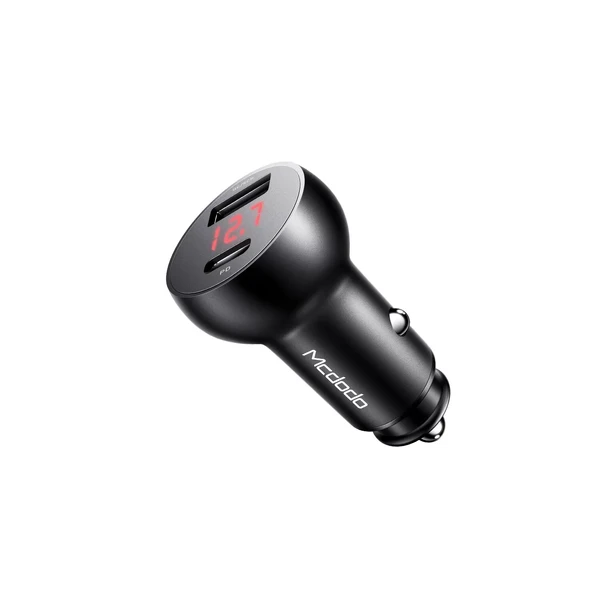 Автомобильная зарядка с дисплеем Mcdodo Mushrooms Series PD Car Charger 30W Black