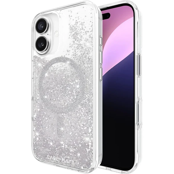 Срібний блискучий чохол Case-Mate Waterfall MagSafe для iPhone 16
