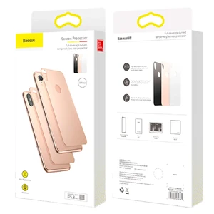 Защитное стекло на заднюю панель Baseus 0.3mm Full Tempered Glass Gold для iPhone X | XS - Фото 4