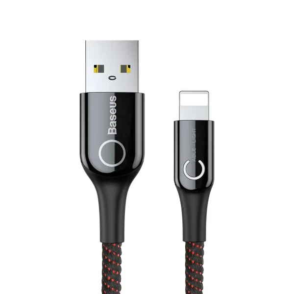 Нейлоновий кабель Baseus C-Shaped Light Intelligent Power-Off Cable Black USB to Lightning 1m у Полтаві