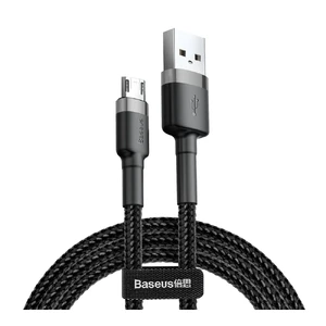 Нейлоновый кабель Baseus Cafule Cable USB to Micro-USB 1m Grey | Black CAMKLF-CG1 - Фото 1