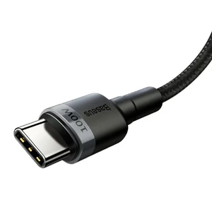 Нейлоновий кабель Baseus Cafule Flash Charging Type-C to Type-C 2m 100W Gray | Black - Фото 5