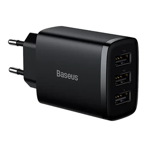 Мережевий зарядний пристрій Baseus Compact Charger 3xUSB-A 17W Black CCXJ020101 - Фото 1