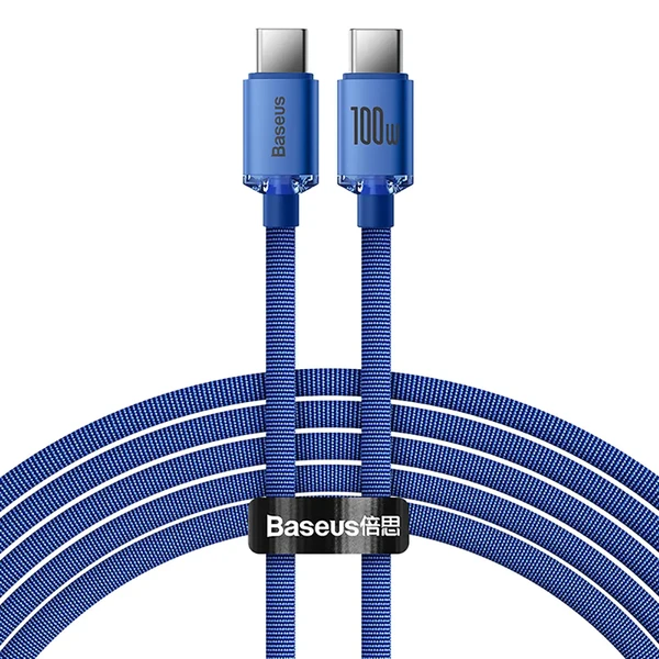 Зарядний кабель Baseus Crystal Shine Type-C to Type-C Blue 100W (2m) у Чернігові