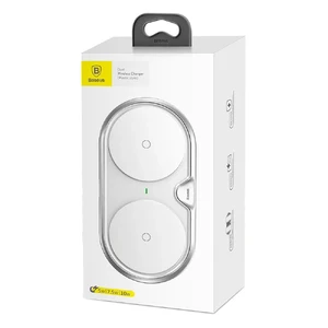 Беспроводная зарядка Baseus Dual Plastic Style White 10W - Фото 6