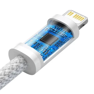 Нейлоновий кабель Baseus Type-C to Lightning для швидкої зарядки iPhone 20W (1m) White - Фото 3