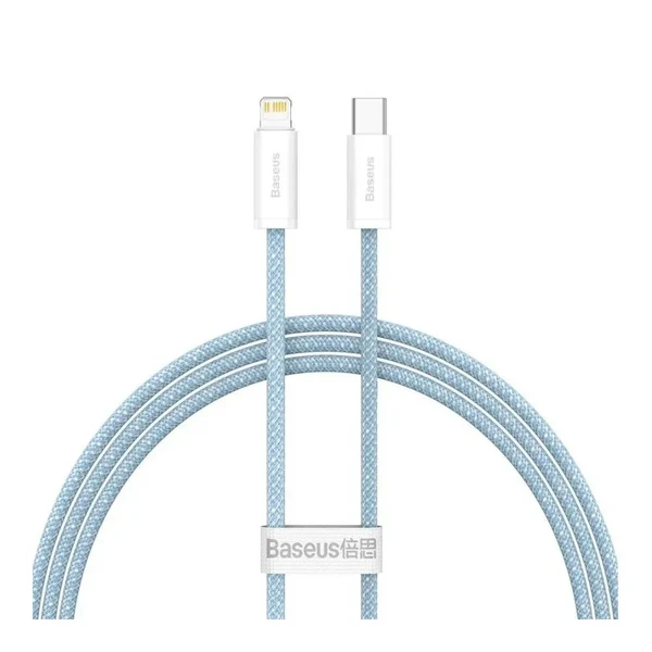 Нейлоновий кабель Baseus Type-C to Lightning для швидкої зарядки iPhone 20W (1m) Blue