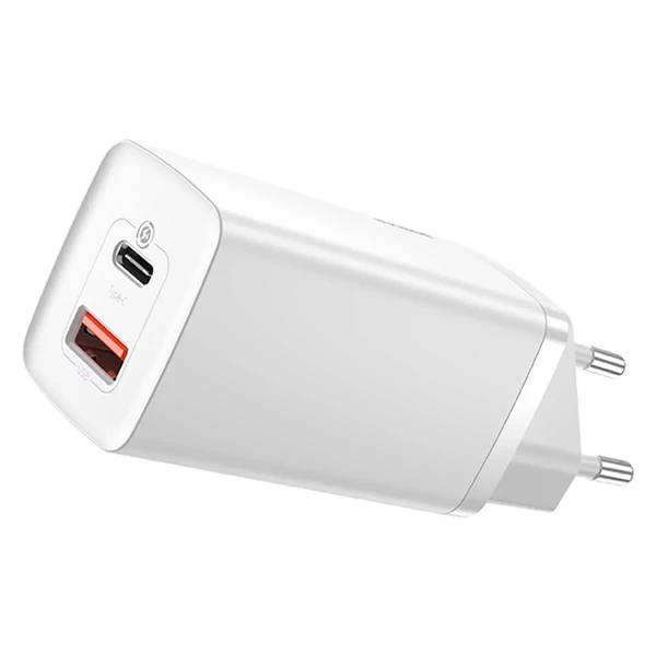 Швидкий мережевий зарядний пристрій Baseus GaN2 Lite Quick Charger White 65W (EU)