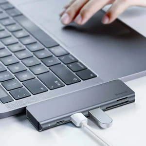 Хаб Baseus Harmonica 5-in-1 USB-C Grey - Фото 5