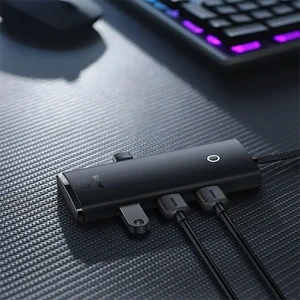 Хаб (адаптер) Baseus Lite Series 4-Port HUB USB-C to USB 3.0 Black - Фото 3