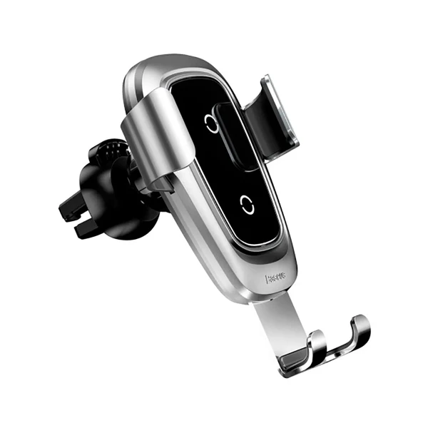 Автодержатель с беспроводной зарядкой Baseus Metal Gravity Car Mount Silver 10W