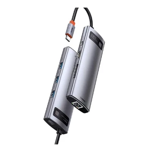 Хаб Baseus Metal Gleam Multifunctional 8 in 1 Type-C PD Grey - Фото 5
