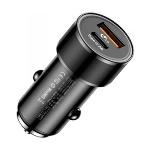 Швидка автозарядка Baseus Small Screw USB Type-C PD + USB 3.0 Black 36W