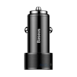 Быстрая автозарядка Baseus Small Screw USB Type-C PD + USB 3.0 Black 36W - Фото 4