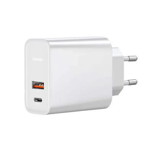 Швидке зарядний пристрій Baseus Quick Charger PD + QC 3.0 White 30W