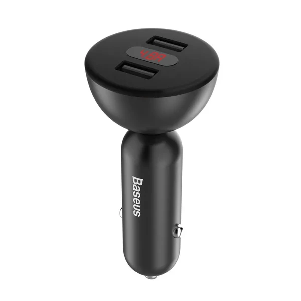 Автозарядка з дисплеєм Baseus Shake-Head Dual USB Black