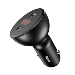 Автозарядка з дисплеєм Baseus Shake-Head Dual USB Black - Фото 3