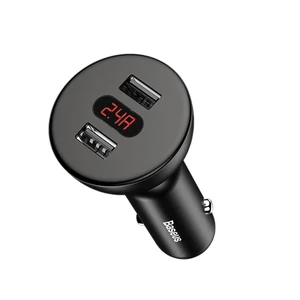 Автозарядка з дисплеєм Baseus Shake-Head Dual USB Black - Фото 4