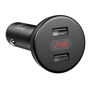 Автозарядка з дисплеєм Baseus Shake-Head Dual USB Black - Фото 5