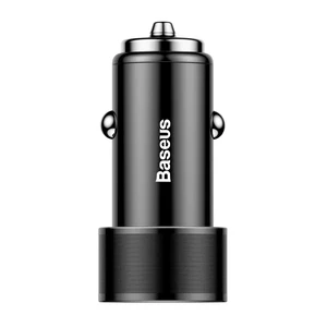 Швидка автозарядка Baseus Small Screw Dual-USB Black 36W CAXLD-B01 - Фото 1