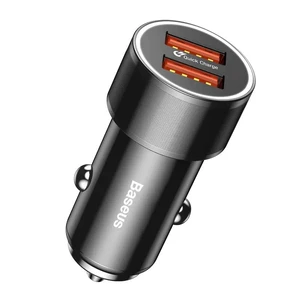 Швидка автозарядка Baseus Small Screw Dual-USB Black 36W - Фото 2