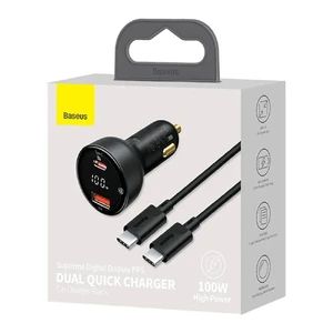 Автомобільний зарядний пристрій Baseus Superme Digital Display PPS Dual QC Black - Фото 3