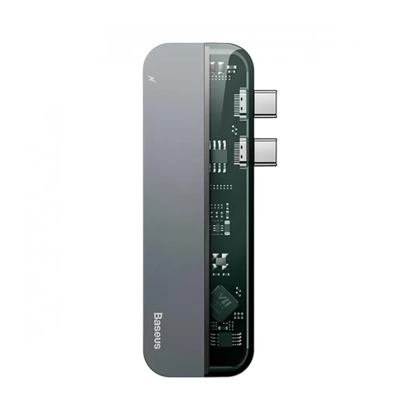Хаб Type-C для MacBook Pro | Air Baseus Transparent Series Dual Deep Gray у Броварах