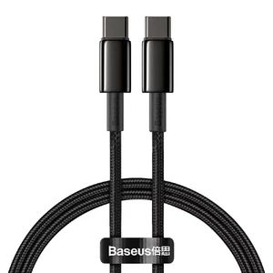 Нейлоновий кабель Baseus Tungsten Gold Cable Type-C to Type-C 100W (2m)