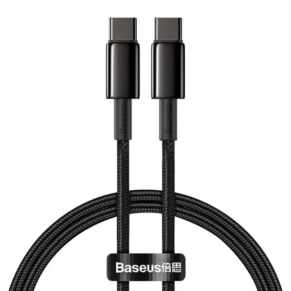 Нейлоновий кабель Baseus Tungsten Gold Cable Type-C to Type-C 100W (2m)