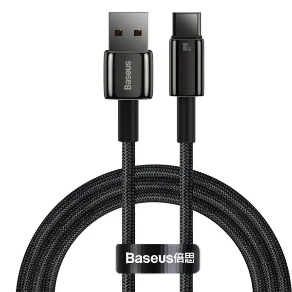 Зарядный кабель Baseus Tungsten Gold Fast Charging USB to USB-C 100W Black (2m) в Харькове