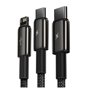 Зарядний кабель Baseus Tungsten Gold One-for-three Type C to Lightning to Micro-USB 1.5m - Фото 5